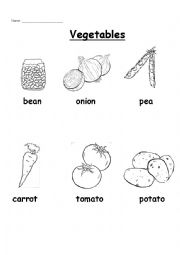 English Worksheet: Vegetable Exercise