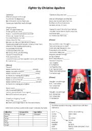 English Worksheet: Fighter - Christina Aguilera