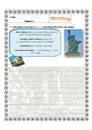 English Worksheet: writing on describing a place