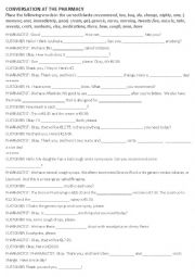 English Worksheet: pharmacy conversation