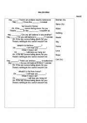 English Worksheet: Hey Brother_Avicii_fill in the missing words