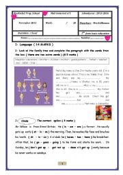 English Worksheet: Test 1 2015