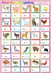 English Worksheet: Farm Animals 3 Spelling.