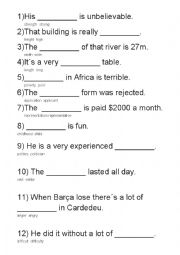 English Worksheet: abstract nouns