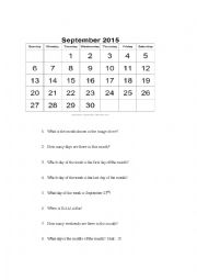 English Worksheet: What month is shown