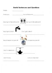 English Worksheet: Useful Sentences and Phrases