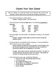 English Worksheet: Create your own deserted island