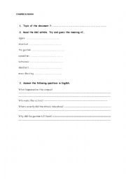 comprehension worksheet