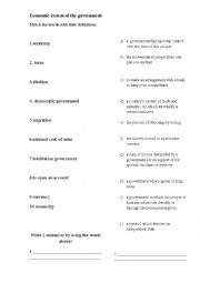 English Worksheet: Economic system of the government