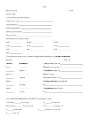 English Worksheet: 9th grade quiz