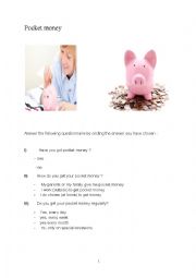 English Worksheet: pocket money questionnaire 