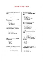 English Worksheet: revising the future tense