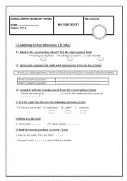 English Worksheet: Mid Term Test N1 2nd form
