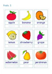 English Worksheet: Fruits