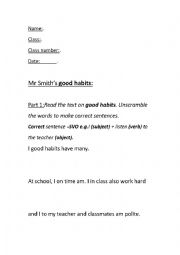 English Worksheet: Sentence re-ordering worksheet
