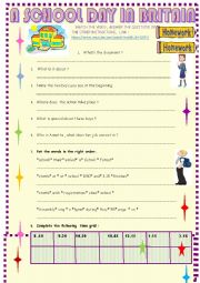 English Worksheet: A school day in Britain : VIDEO