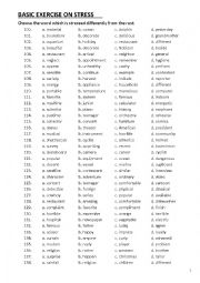 English Worksheet: test on stress part 3