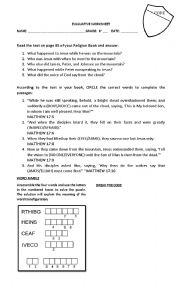 English Worksheet: Jesus Trasnfiguration