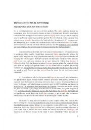 English Worksheet: sex in advertising 