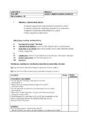 English Worksheet: english secondary schools 2 lesson-plan