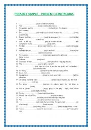 English Worksheet: present simple or present continuous