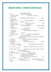 English Worksheet: present simple or present continuous