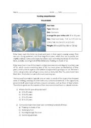 English Worksheet: Reading comprehension - Polar bear