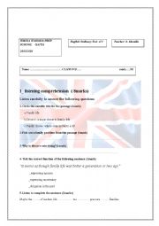 English Worksheet: mid term test n1