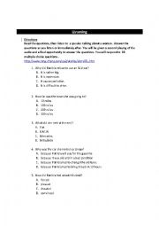 English Worksheet: listening test  