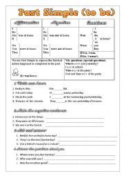 English Worksheet: Past Simple to be