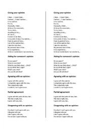 English Worksheet: OPINIONS