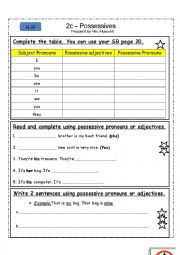 English Worksheet: possessives