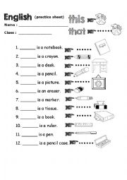 English Worksheet: This - That practice sheet