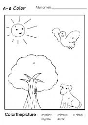 English Worksheet: coloring by lerrers