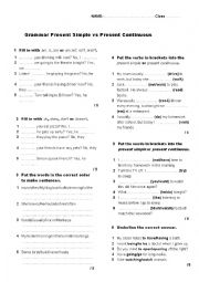 Present Simple and Present Continuous test