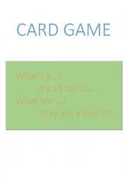 English Worksheet: Game: Its a kind of...