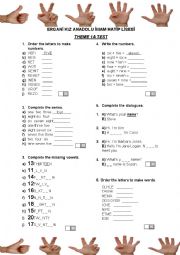 English Worksheet: Easy numbers and greetings quiz