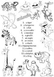 English Worksheet: Animals - matching  | Project 2 4th ed.