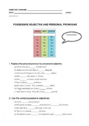 English Worksheet: Possessive Adjective 
