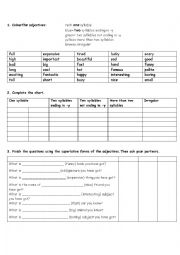 English Worksheet: comparison of adjectives