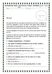 English Worksheet: Full-term test 3 2015