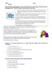 English Worksheet: Personal Information Reading & Comprehension