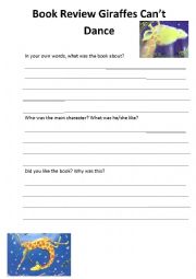 English Worksheet: Giraffes Cant Dance Book Review