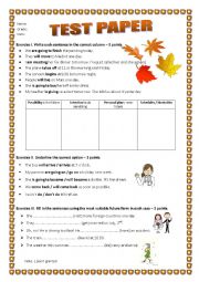 English Worksheet: TEST PAPER FUTURE