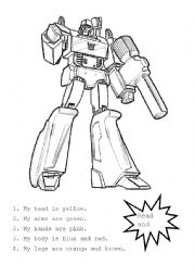 English Worksheet: colour your transformer