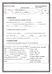 English Worksheet: 7th form test 1