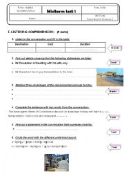 English Worksheet: 4th form Sciences mid term test 1 