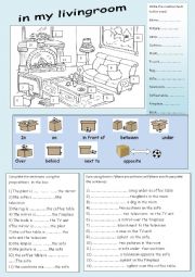 English Worksheet:  my living room 