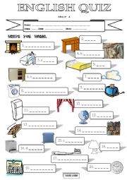 English Worksheet: Quiz on Furniture Vocabulary