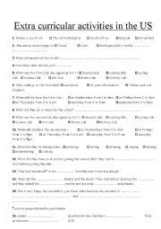 English Worksheet: extra-curricular activities